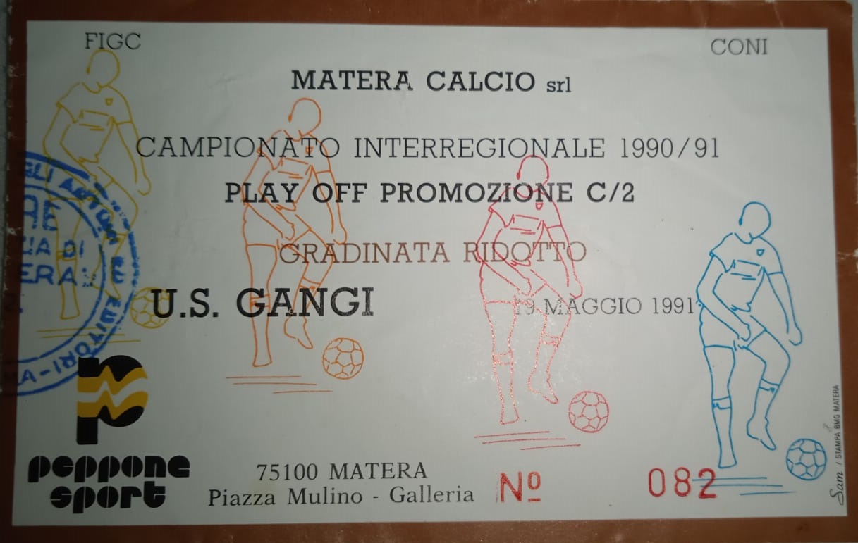 biglietto matera-gangi 1990-91