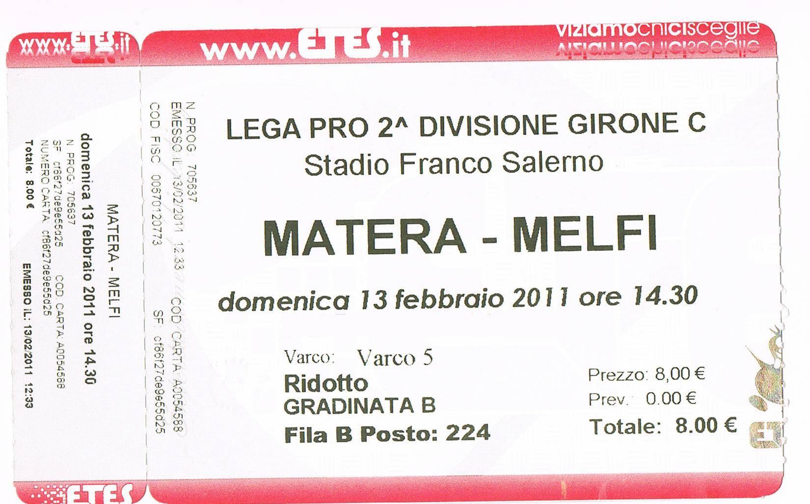 biglietto matera-melfi 2010-11