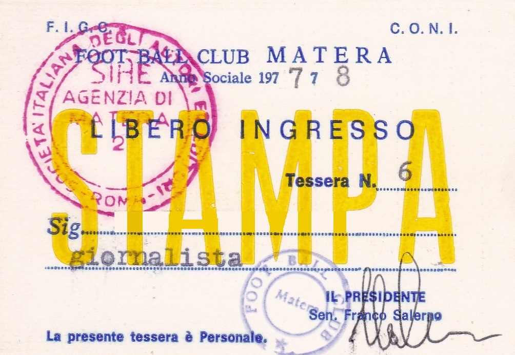 tessera stampa 1977-78